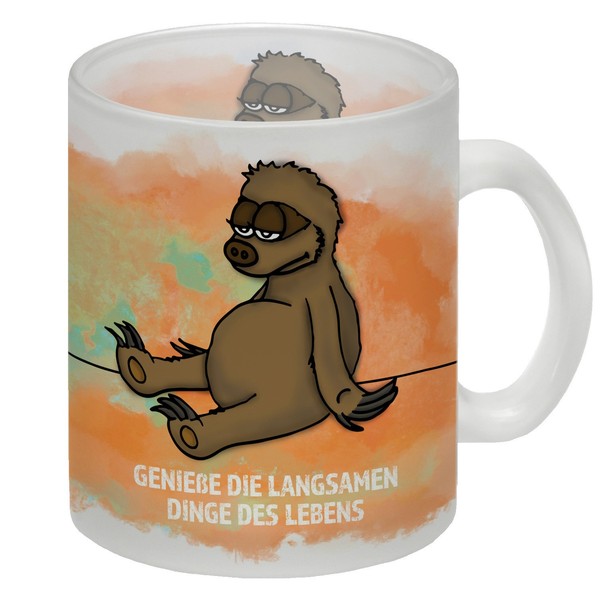 GenießE Die Langsamen Dinge Des Lebens Glas Tasse Mit Faultier Motiv-image