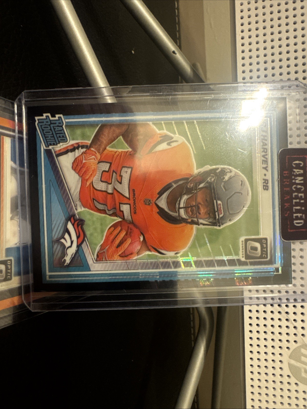 2025 Panini Donruss Optic - Rated Rookie RJ Harvey #208 Black Pandora /25