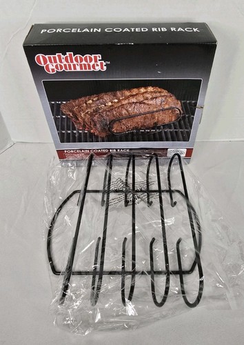 Outdoor Gourmet Rib Rack BBQ Grill Cooking Non-stick Porcelain-Coated Steel