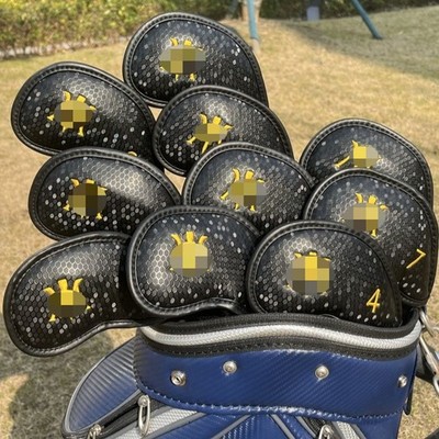 Golf Iron Rod Set 10 Piece 3D Pattern Black, White M-Club Set Hook and Loop