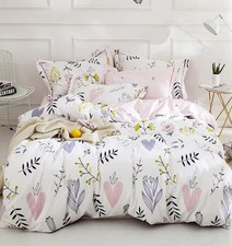 HighBuy Coquette Girls Duvet Cover Bedding Set Twin, Floral, Aesthetic, White