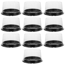 10pcs Plastic Cake Containers Carriers Round Cake Boxes With Dome Lids And Ca...