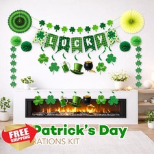 4E's St. Patrick's Day Shamrock Swirls Decorations Kit 24 Pack Green