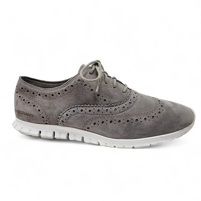 Cole Haan Zero Grand Wingtip Oxfords Shoes 7.5 B Gray Suede Leather W14477