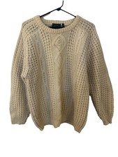 VINTAGE Gaeltarra Irish Wool Sweater Fisherman Cable Chunky Knit Large