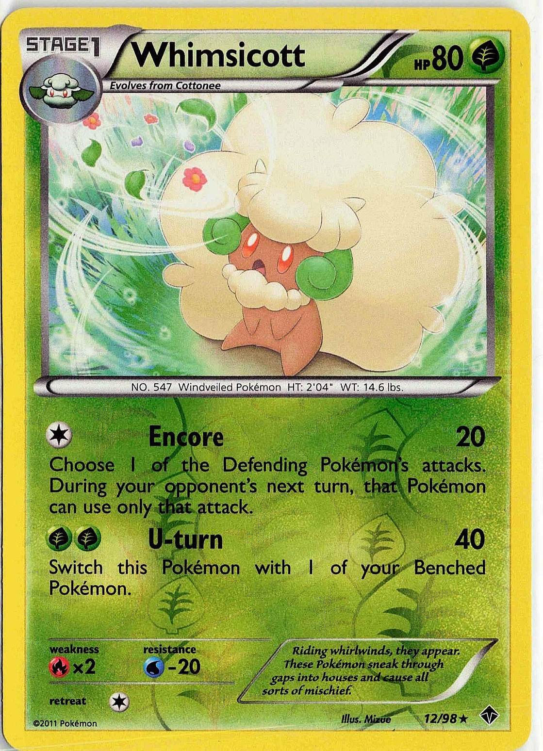 Whimsicott 12/98 Emerging Powers Reverse Holo Pokemon Card