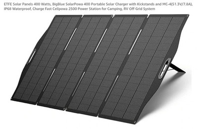 BigBlue Portable ETFE Solar Panels 400 Watts, SolarPowa 400 Foldable...