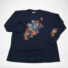JNCO Jeans T Shirt Mens XL Navy Blue Long Sleeve Dragon Y2K Skater USA Made