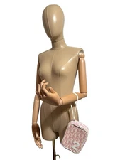 Vtg Christian Dior by John Galliano Pink PVC Monogram Wristlet Bag