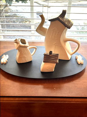 Michael Lambert Studio Art Pottery Dancing Complete Tea/coffee Set -signed