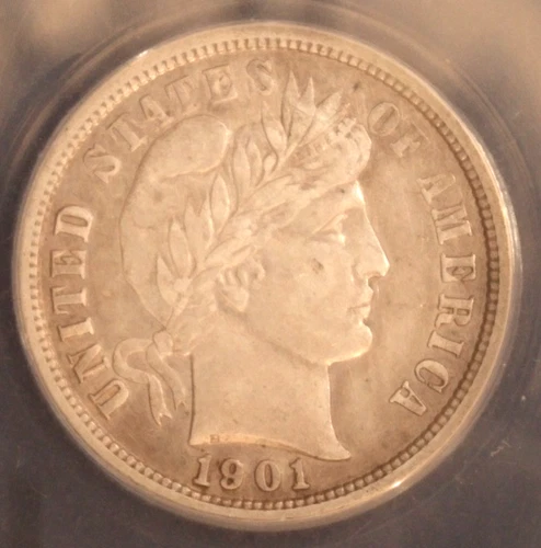1901 Barber Dime. ANACS AU-50 Details. Starts at .99. NO RESERVE
