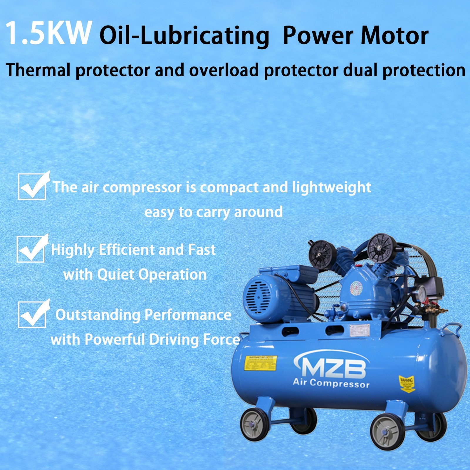 10.6 Gallon 81dB Ultra-Quiet Air Compressor 2.2 kW / 3 HP 5.6 Air Compressor