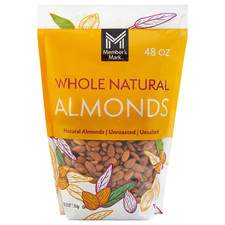 3 lbs Member's Mark Natural Whole Almonds 48 oz - NEW FRESH