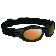 Motorcycle Riding Goggles with Orange Mirrored Lens and Adjustable Strap