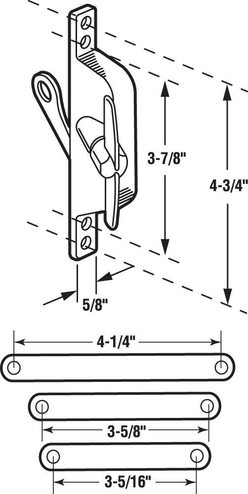 -Line H 3557 Jalousie Operator, Reversible, With Three Link Arms, Aluminum Fi...