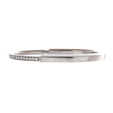 Tiffany  Co. Lock Bangle Bracelet 18K White Gold with Half Pave Diamonds