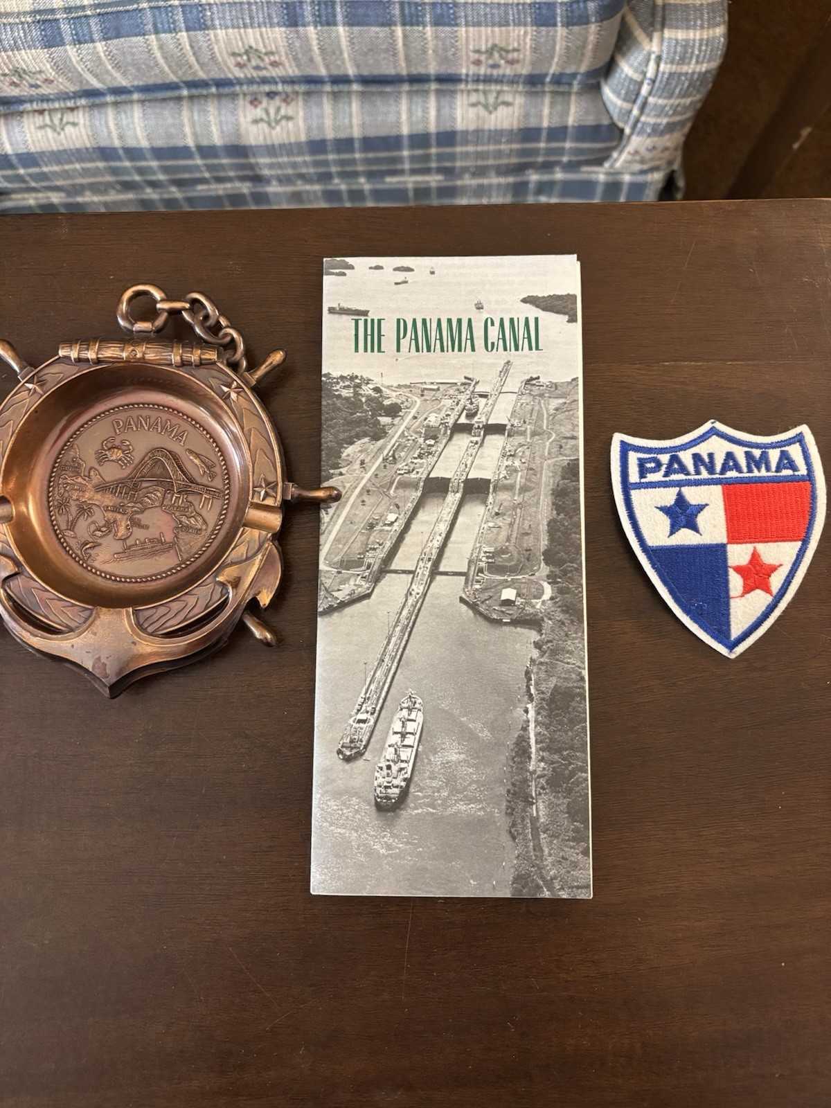 Panama Canal Souvenir Ash Tray, Patch And Brochure. Never Used