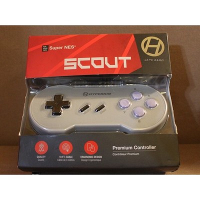 Hyperkin Scout Premium Controller for Super NES SNES Wired 10ft Cable Grey