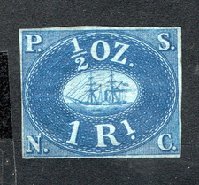 PERU 1857 PACIFIC PAROWIEC NAWIGACJA Co. pół uncji 1 prawdziwy niebieski boczek Perkins