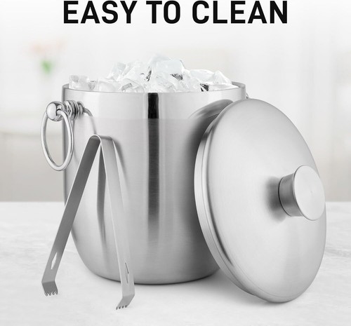 Kitchen Stainless Steel Double-Wall Insulated Ice Bucket - 3 Liter - Picture 6 of 9