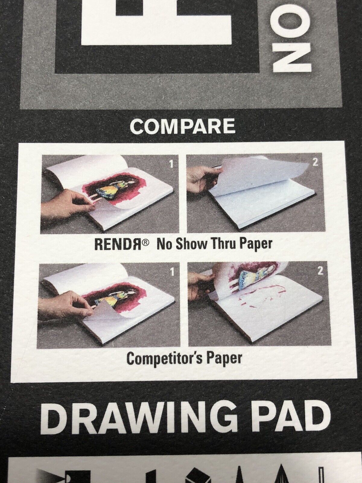 Rendr No Show Thru Tape Bound Drawing Pad 24 Sheet 9 X 12 - The Paint Chip