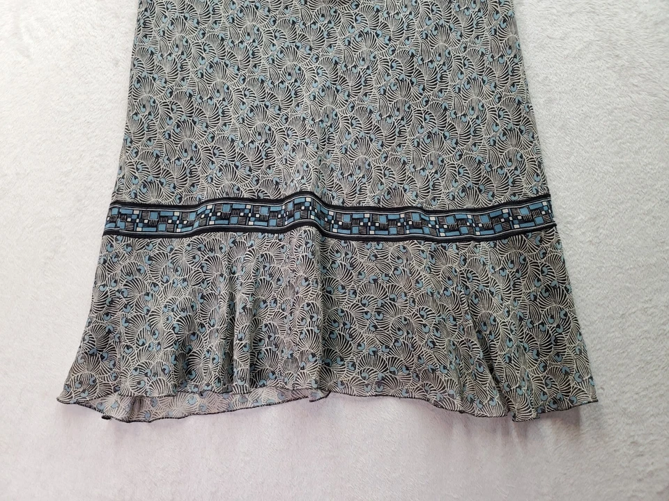 Studio M A Line Skirt Womens Small Blue Multi Geo Print Silk Lined Elastic Waist - Image 4 of 4