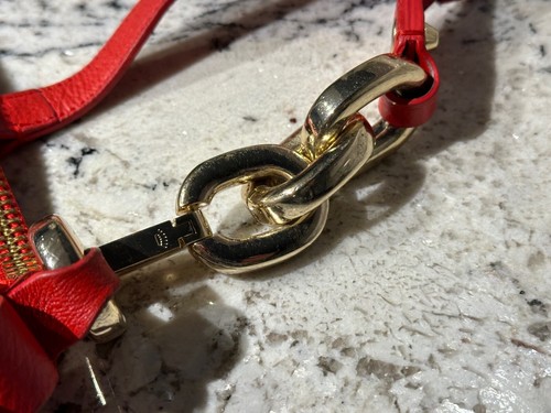 JUICEY COUTURE Vintage Handbag Y2K Red Leather Crown Gold Tone Chains Purse Bag - Picture 4 of 15