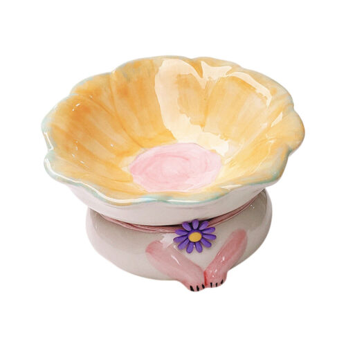 Cute Ceramic Cat Bowl Tilted Tall Pet Food Water Dish Dog Bowl for Cats and Pets - Picture 14 of 22