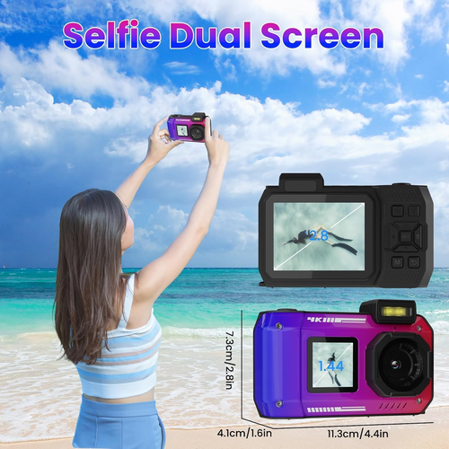 4K 33FT Digital Camera, 48MP Underwater Camera Waterproof Rugged Dustproof Shock - Picture 4 of 12