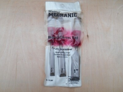 MASTER MECHANIC 3 PIECE WOOD CHISEL SET , NO. 300MM , 1/2'' - 1'' , USA , NOS
