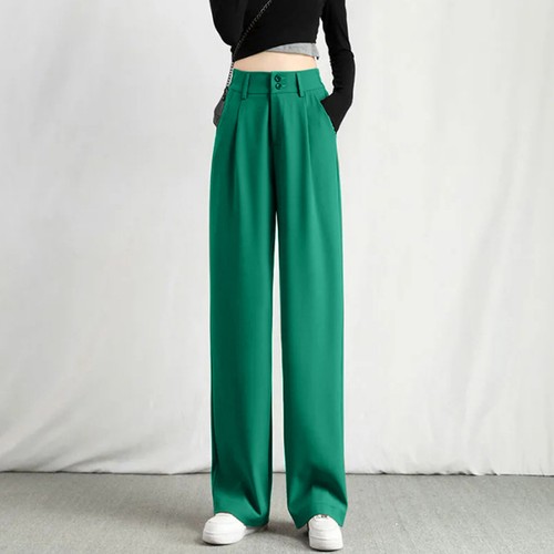 Damen Hose mit weitem Bein hoher Bund im Rücken Business Gummizug Arbeitshose - Bild 11 von 22