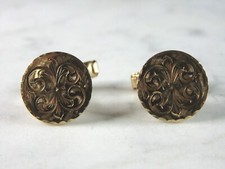 Mens Vintage Estate 14k Yellow Gold Fleur-de-lis Cufflinks 10.7g E3143