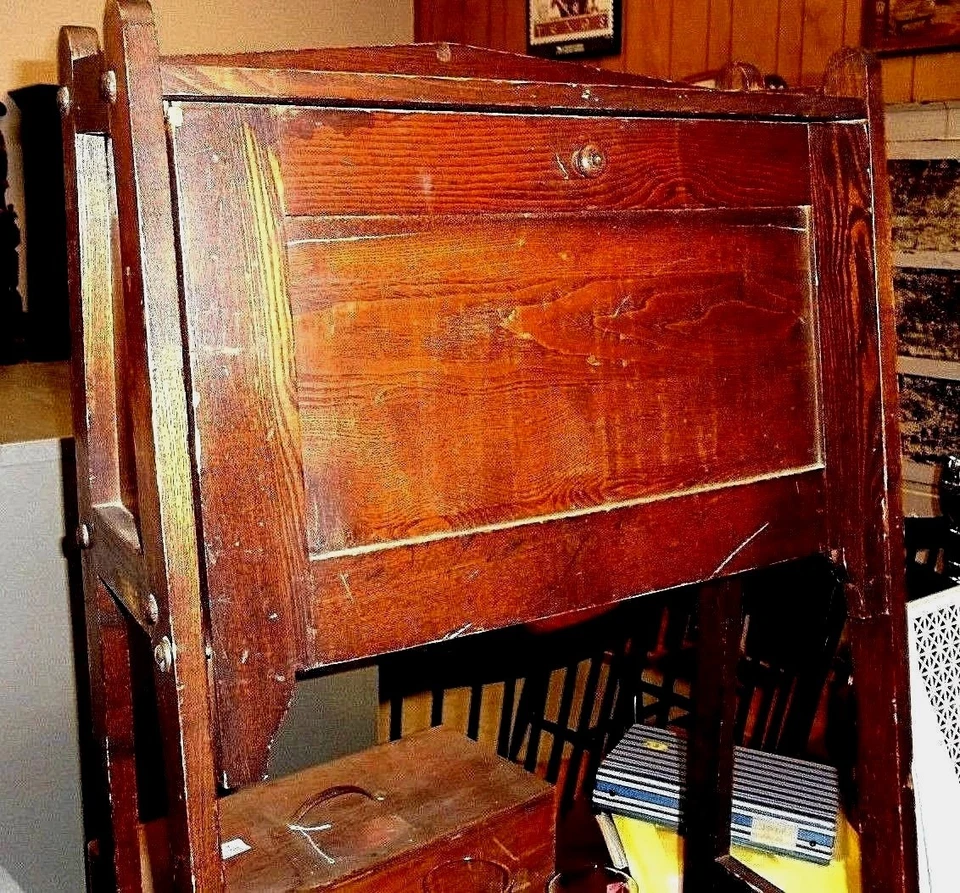 ANTIGUA ESCRITORIO DESPLEGABLE ESTILO MISIÓN INFANTIL - ROBLE - DISEÑO MUY ÚNICO Foto 4 de 4