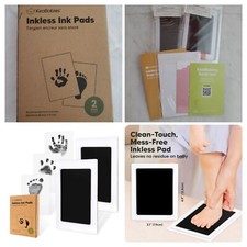 2pk KeaBabies Black Inkless Ink Pads   Hand  Footprint Inkless Kit   NIB