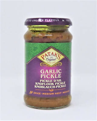 (1kg=13,30 )  Garlic - Knoblauch - Pickle - Patak`s 300 Gramm Paste Soße Medium