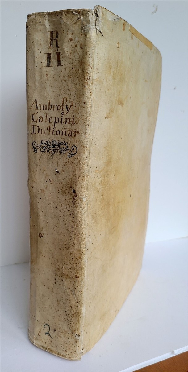 1585 LATIN DICTIONARY by AMBROSII CALEPINI DICTIONARUM antique