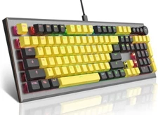 Mechanical Gaming Keyboard, PowerLead Wired Keyboard Rainbow RGB Backlit -MK19