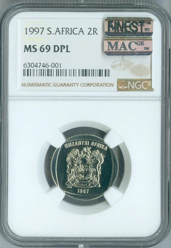1997 South Africa 2 Rand NGC MS69 DPL Auction
