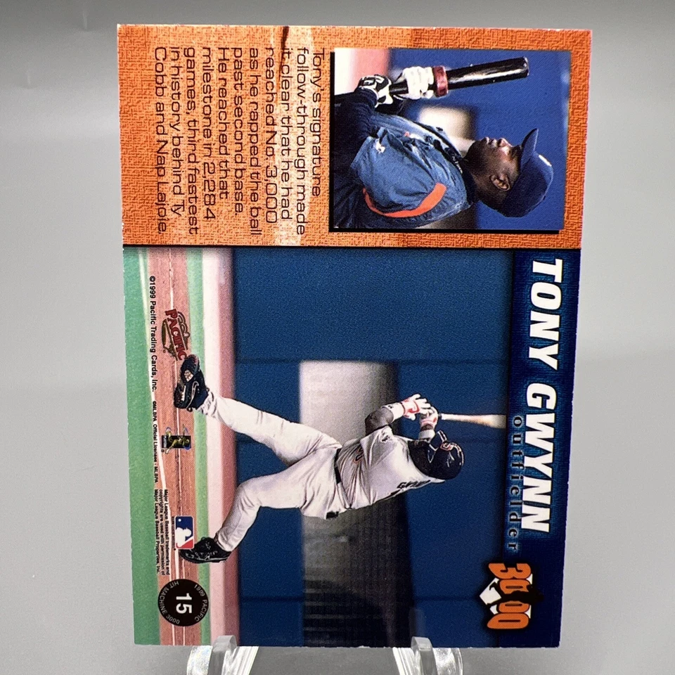 1999 Pacific Omega Hit Machine 3000 #15 Tony Gwynn 1838/3000 - Image 2 of 2
