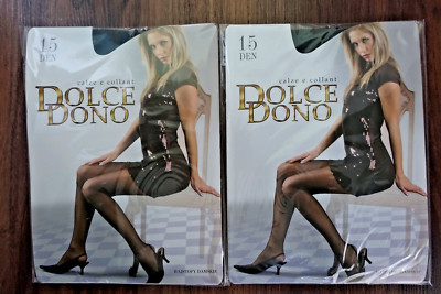 NEU - 2 x DOLCE DONO Damen Strumpfhose Gr. 3 - 40 - schwarz - 15 DEN - Geschenk!