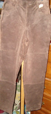 vtg cottagecore 90's leather women's pants large brown
