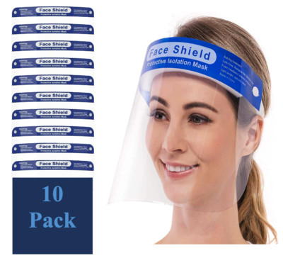 10 Pack Face Shield, Protective Isolation Mask With Headband Clear Anti-Fog