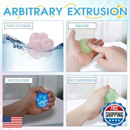 Glow-in-The-Dark Taba Squishy Cat Paw Squeeze Toys 17-Piece Stress Relief Set - Afbeelding 2 van 5