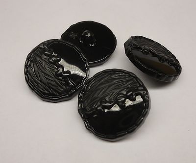 10 Stück Knopf Ösenknopf Jacke, Weste schwarz rund,  Ø 20 mm exclusive Optik S37