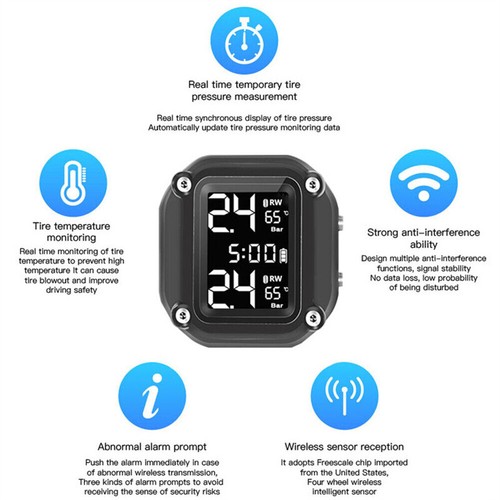 M5 Motorcycle TPMS Wireless Motorbike Tire Tyre Pressure Monitoring Alarm Sys-pl - Picture 3 of 12