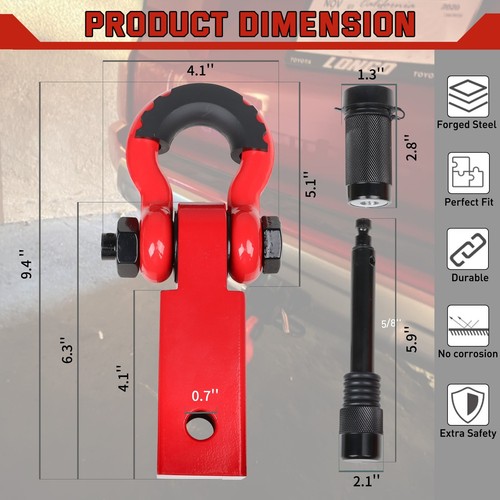 2" Receivers Trailer Hitch Lock 3/4" D Ring Shackle Heavy Duty Towing & Recovery - Picture 4 of 9