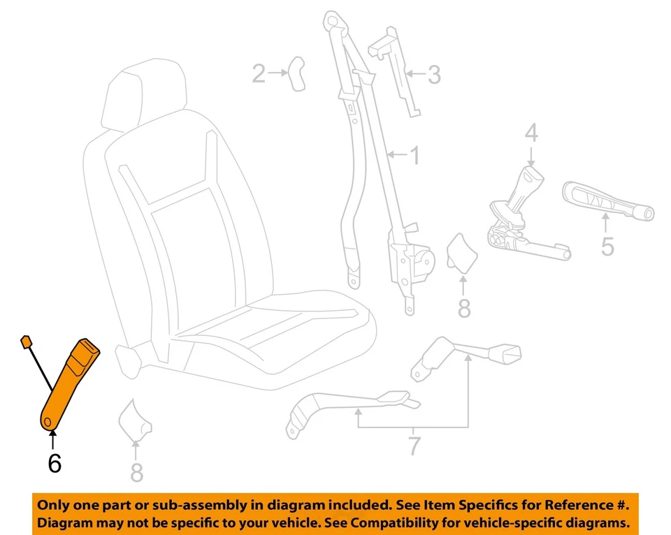 Used Front Right Seat Belt Front fits: 2006 Chevrolet Impala bucket and bench pa Foto 3 de 4