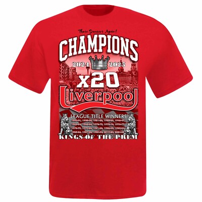 New Liverpool 2025 Premier League Champions Cotton T-Shirt, Liverpool  Champions UK