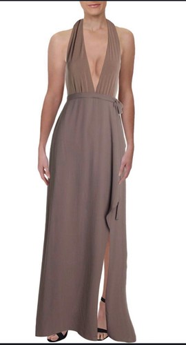 NWT BCBG MAXAZRIA ANGELINE HALTER FRONT SLIT RUFFLE MAXI/ GOWN DRESS SZ 6 - Picture 3 of 11