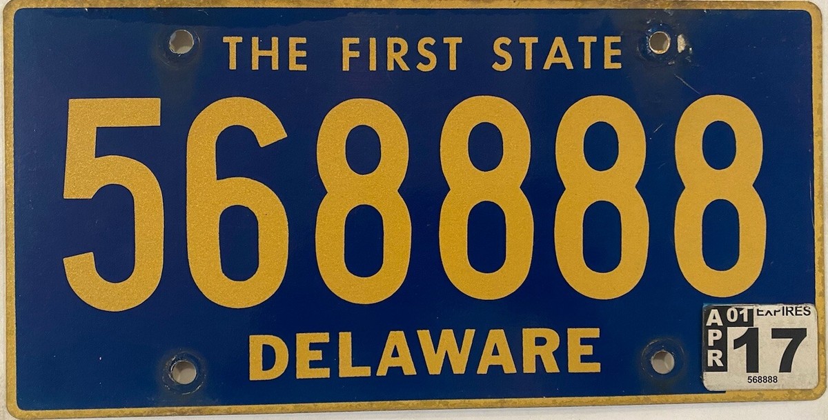 Delaware QUADRUPLE DIGIT 8 license plate 8888 repeating number 56